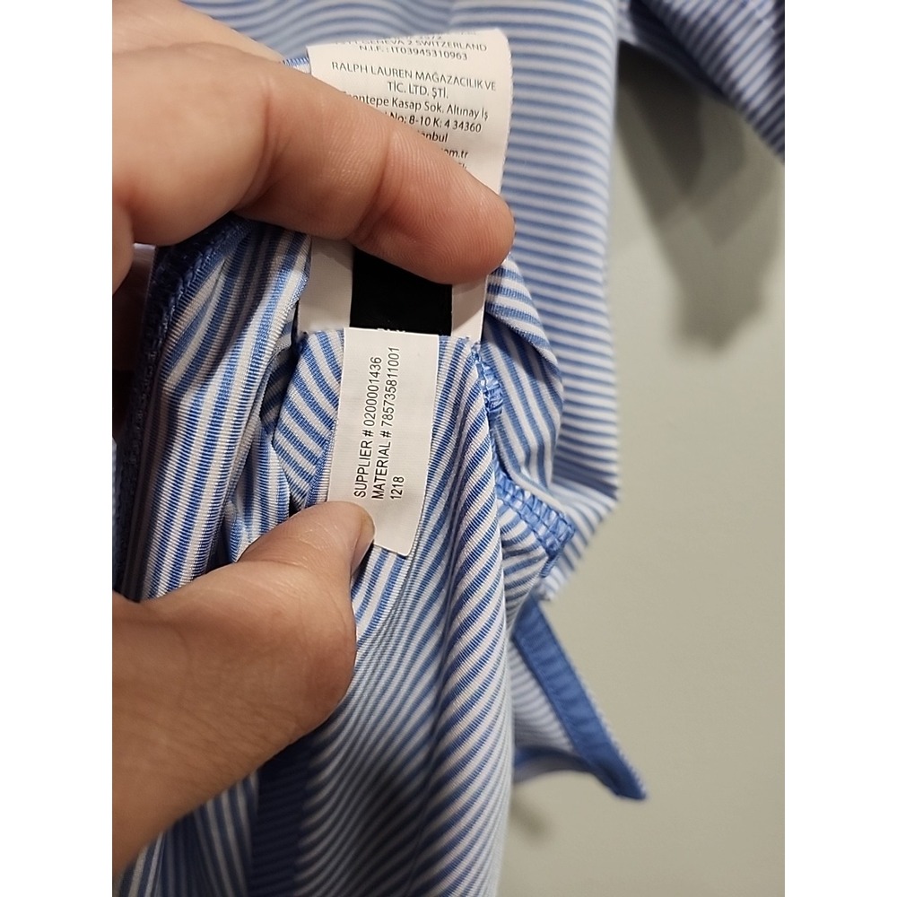 Ralph Lauren RLX Wicking Golf Polo, Mens L, Lt. Blue/White Striped Short Sleeve - Picture 13 of 15